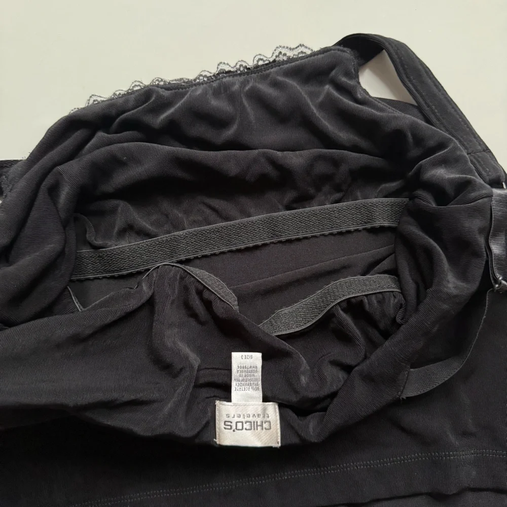 Chico’s Travelers Lace Trim Camisole Top Women’s 3 Black Stretch Layering XL - Picture 7 of 9